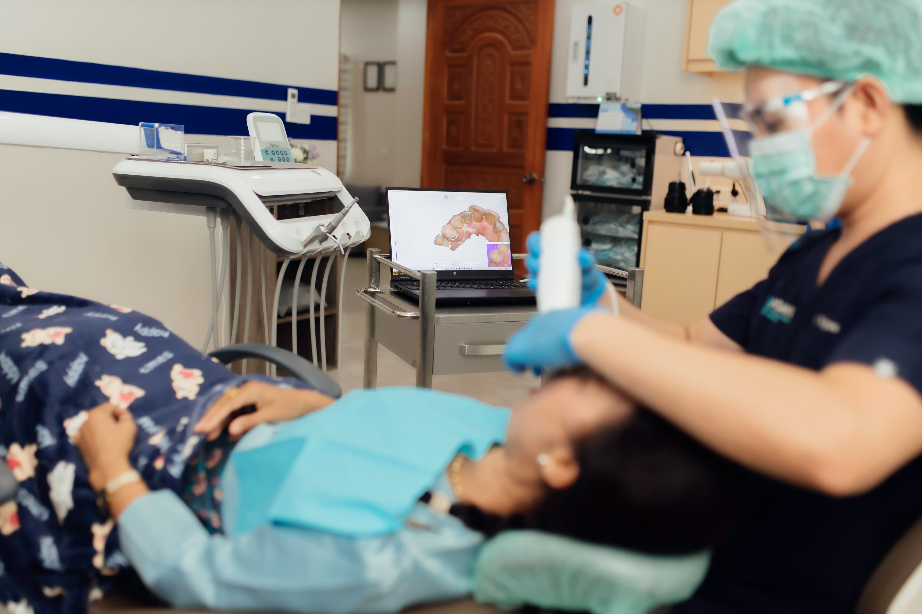 Patient receiving dental check-up